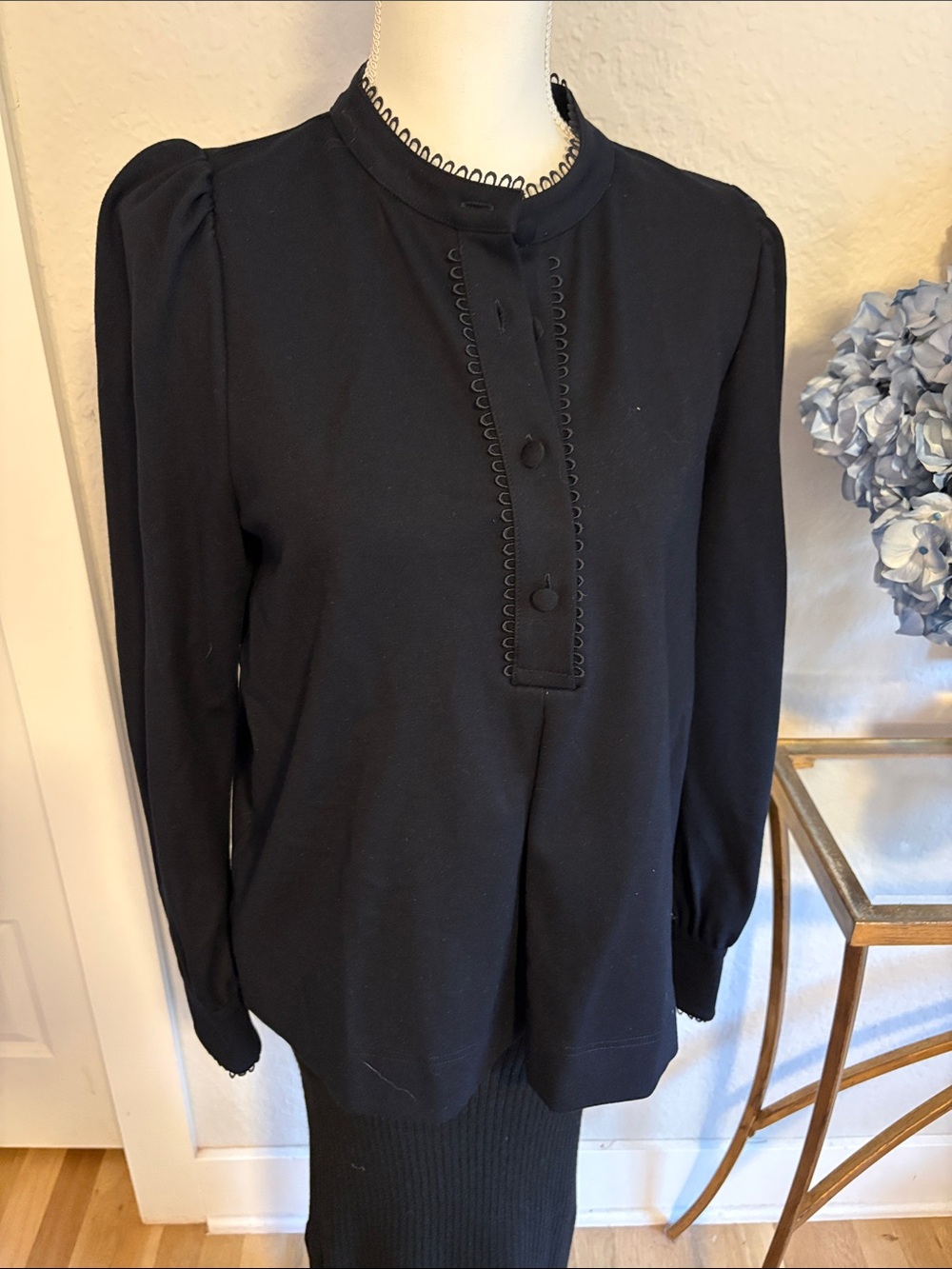 Me + Em Women's Black Long-Sleeve Button Placket TopNWOT